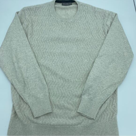 Daniel Cremieux Sweater Pullover Zigzag Knit Supima Cotton Oatmeal Large - Picture 1 of 8